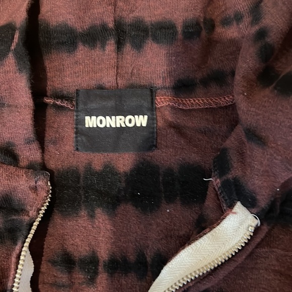 Monrow Size Medium Maroon tie-dye Long Sleeve Zip Up Hoodie Knit Jacket - Picture 3 of 4